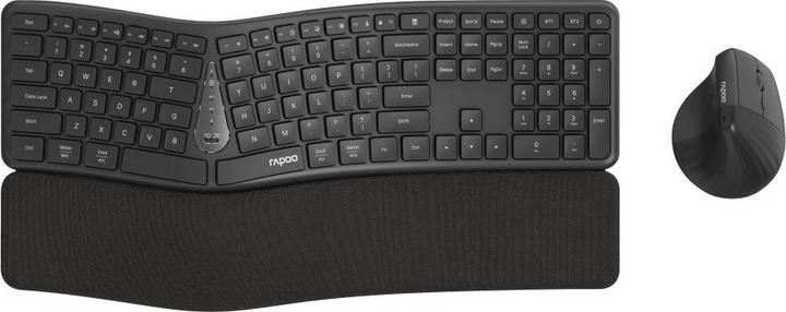 Productafbeelding Rapoo Ergonomische Multi mode Kombo Set "8810ME", Grau, QWERTZ (DE, Draadloze)