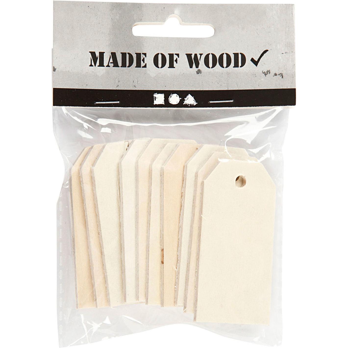 Thumbnail - Creativ Company, Geschenkverpackung, Houten Labels, 10st. (Geschenktüte, 10 x)