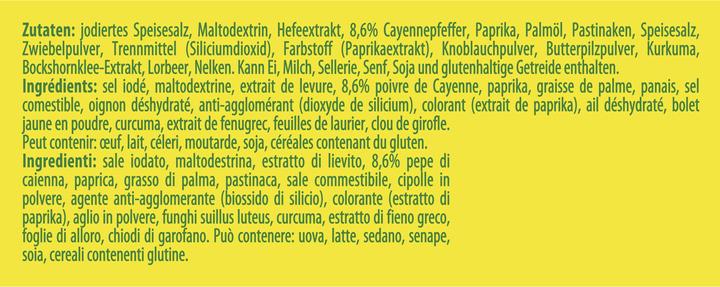 Valori nutrizionali e ingredienti Knorr Aromat al peperoncino (90 g)