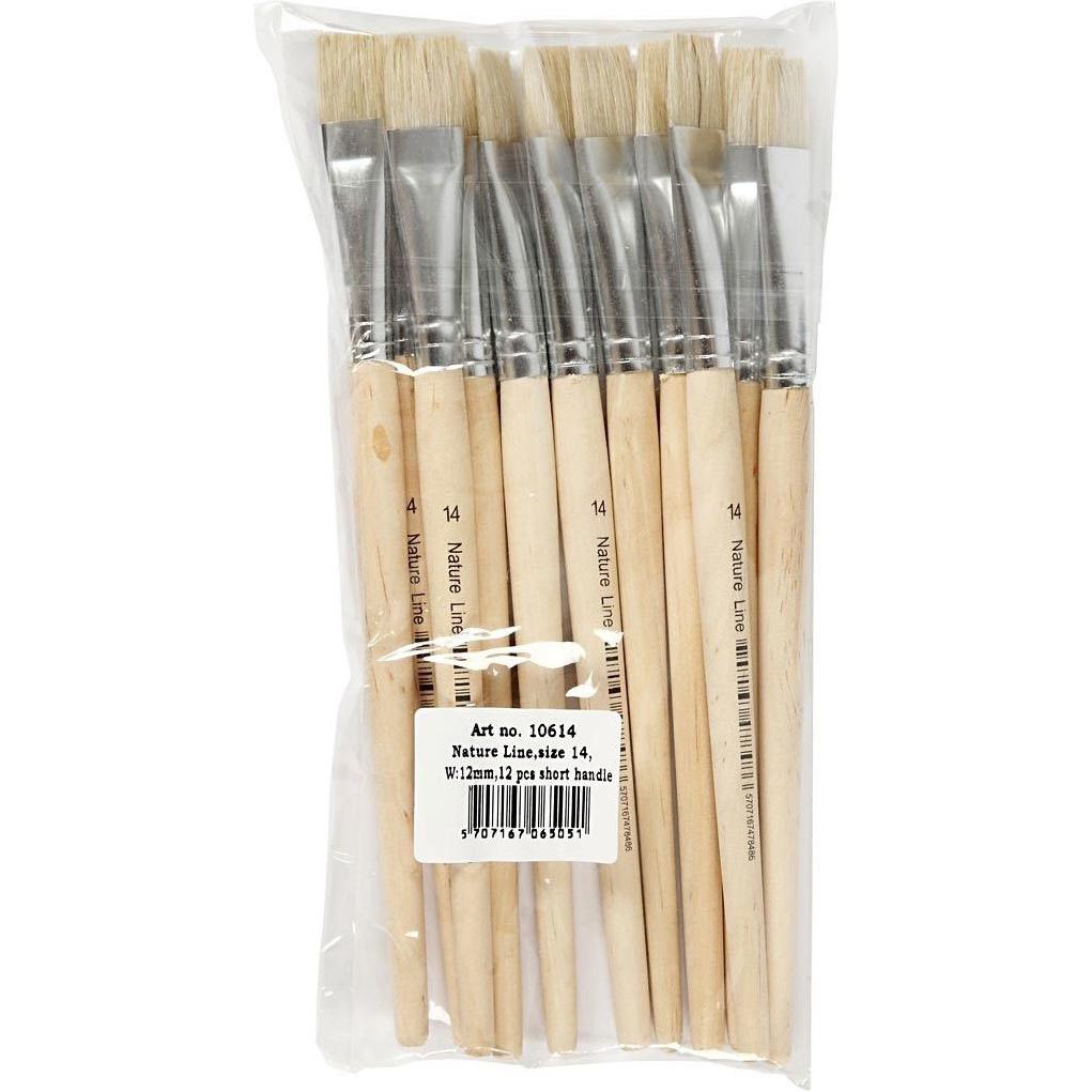 Creativ Company, Pinsel, Houten Kwasten - Nr. 14, Korte Steel, 12st. (15 mm)