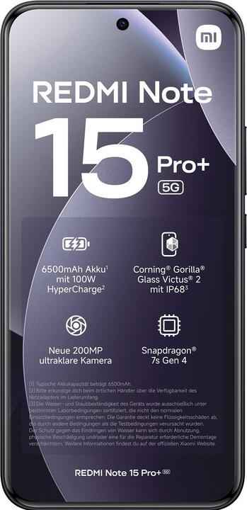 Actual product image Xiaomi Redmi Note 15 Pro+ 5G (512 GB, Black, 6.83", Dual SIM, 5G)