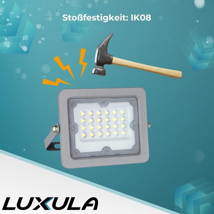 Produktbild Luxula LED-Fluter, EEK: F, 20W, 1800lm, 4000K, IP65, grau (1800 lm, IP65)