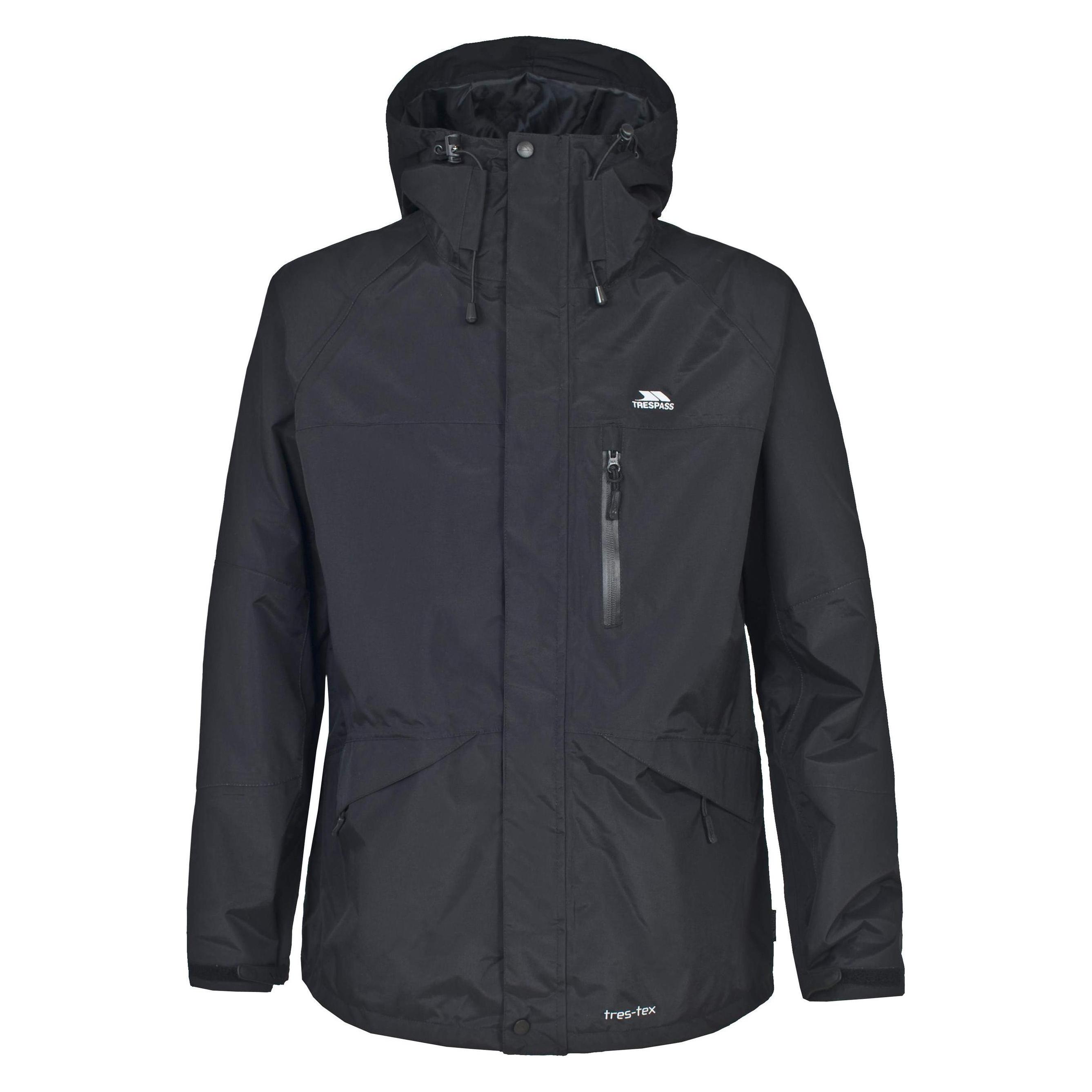 Trespass, Herren, Regenjacken, Corvo Jacke Mit Kapuze Wasserabweisend, Schwarz, (M)
