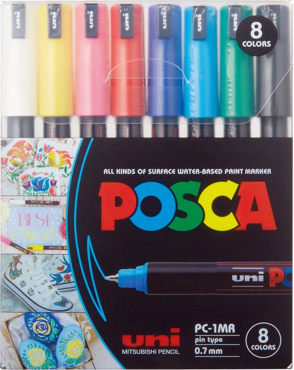 Produktbild Posca Extra Fine Marker PC-1MR Fineliner Etui 8 Stk Assorted (Mehrfarbig, 0.70 mm, 8 x)