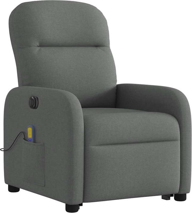 vidaXL Elektrischer Massagesessel mit Aufstehhilfe Dunkelgrau Stoff