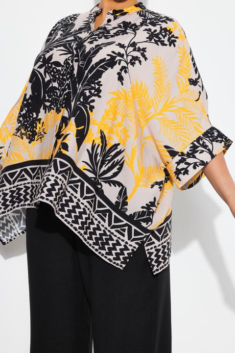 Immagine prodotto Ulla Popken Blusa dal taglio oversize con palme, scollo a girocollo e mezze maniche (54)
