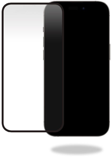 Actual product image Mobilize Black frame glass (1 Piece, Apple iPhone 14 Pro)