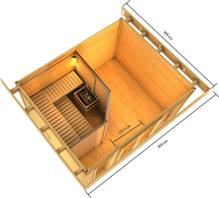 Image du produit Karibu Cabane de sauna Norbert accès d'angle (Contrôle externe de 9 KW)