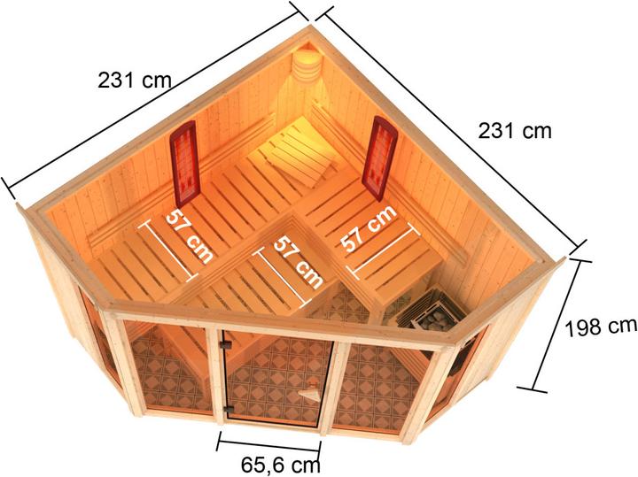 Produktbild Karibu Infrarotkabine Asta Eckeinstieg (9 KW Bio externe Steuerung)