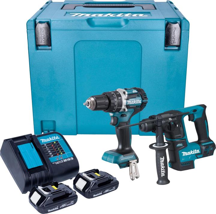 Produktbild Makita DLX 2278 SYJ Akku Kombo Kit + DHP 484 Schlagbohrschrauber 54 Nm + DHR 171 Bohrhammer 1,2 J +