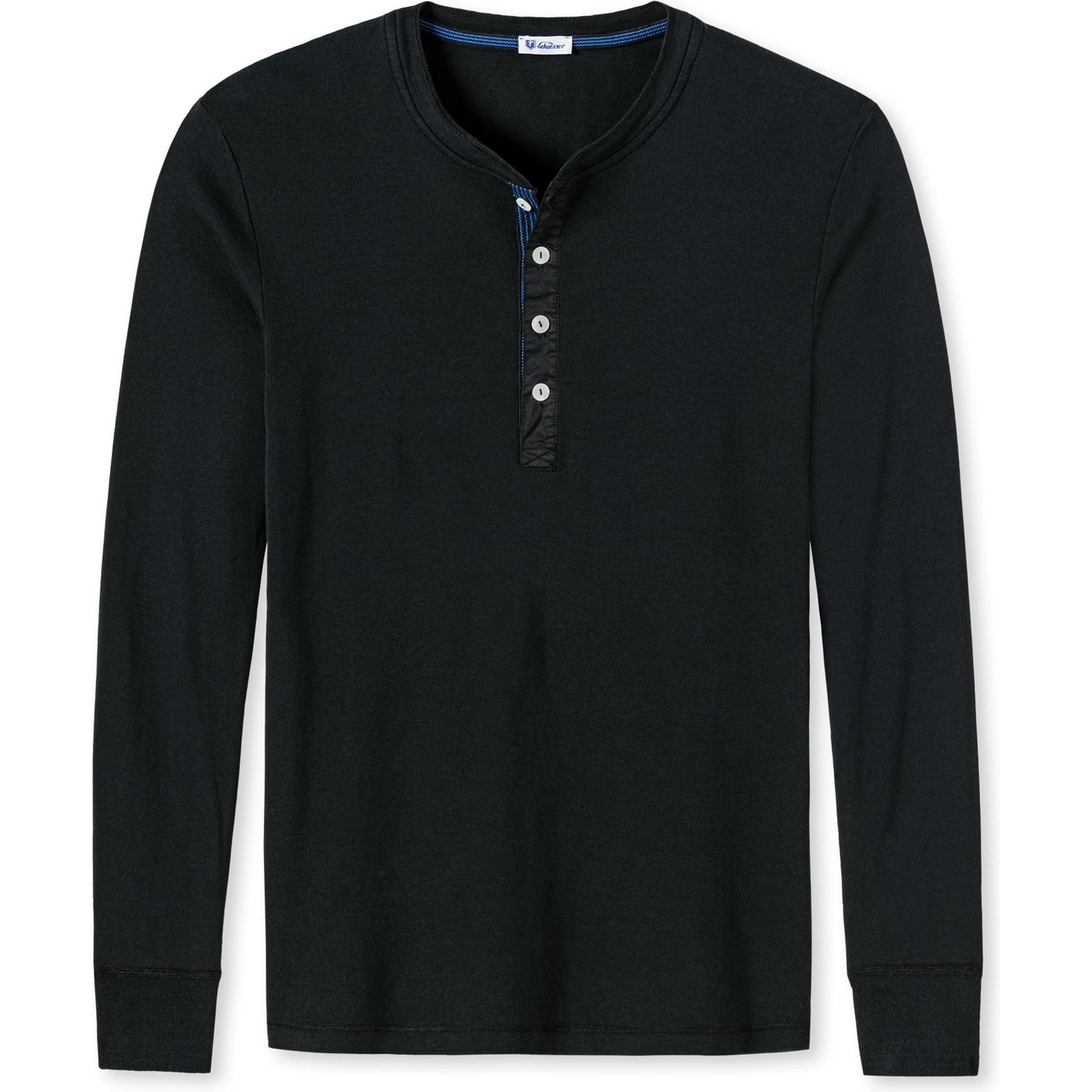 Schiesser, Herren, Shirt, Longsleeve Casual Bequem sitzend, Schwarz, (XL)