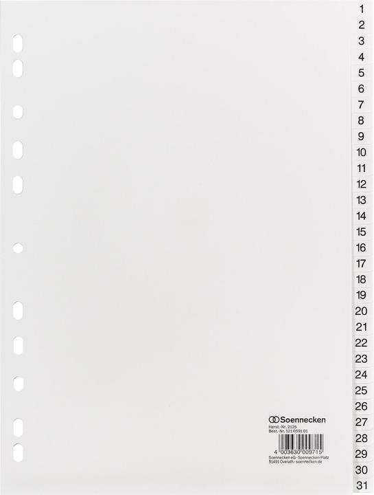 Produktbild Soennecken Zahlenregister Verwendung für Papierformat: DIN A4 Grammatur: 165 g/m²