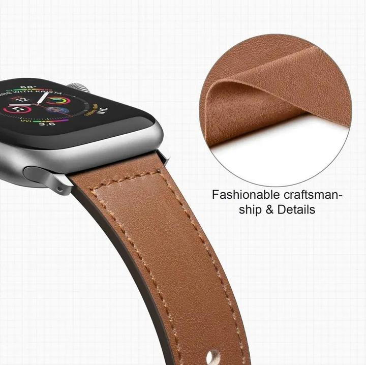 Actual product image G-Case Apple Watch Leather Strap brown cognac 42mm 44mm 45mm (Vegan Leather)