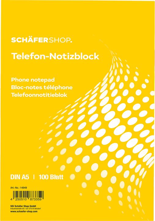 Image du produit Schäfer Shop Bloc-notes téléphonique, DIN A5, 5 pièces (A5, À rayures)