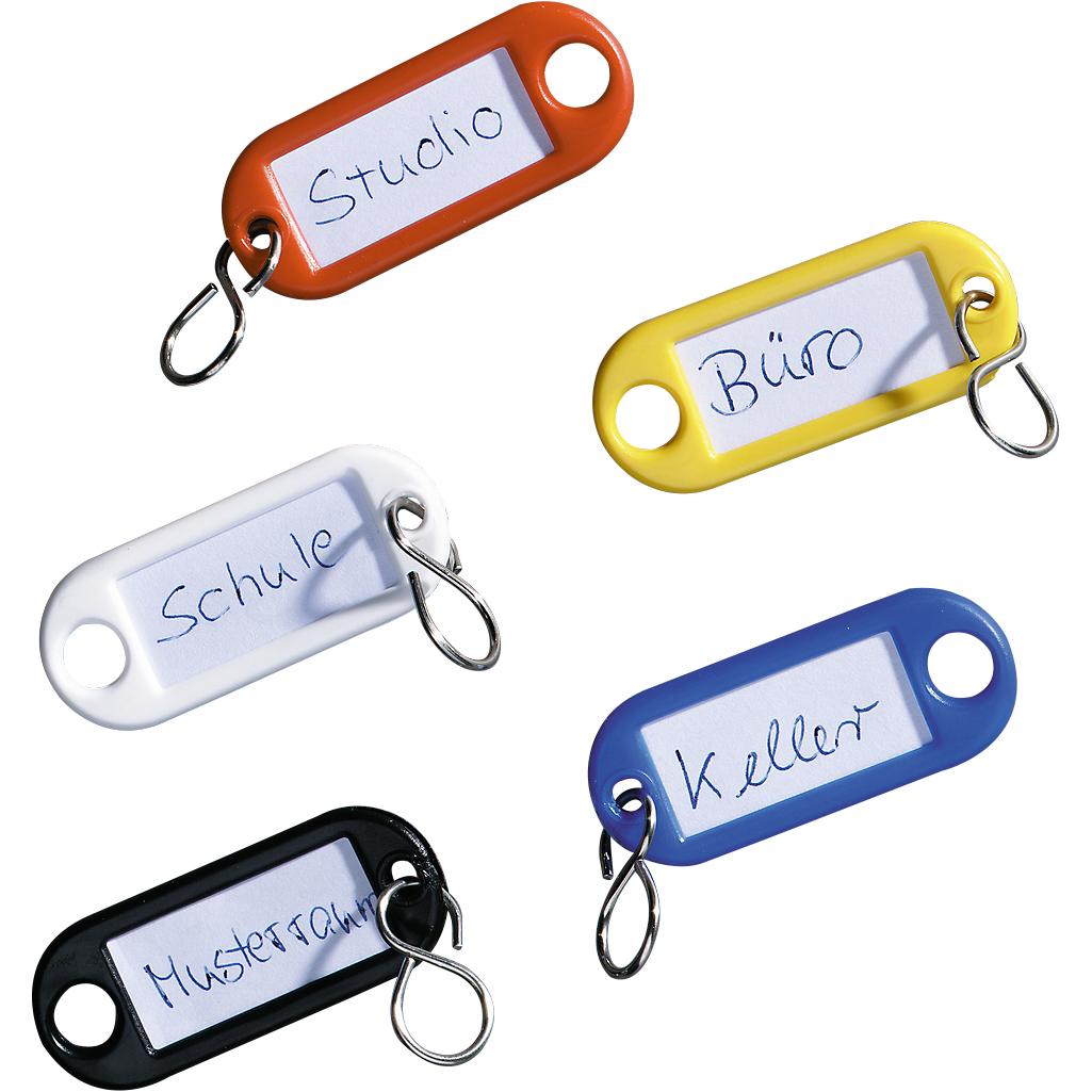 15x Alco, Schlüsselanhänger, Schlüsselanhänger und Kennringe, 16 farbsortierte Teile, Kunststoff, Gelb, Weiss, Blau, Sch...