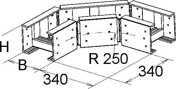 Actual product image Niedax NIE ULB 150.200 GRP bend 90Â° 150x200mm,w.unperforated rungs (15 cm)