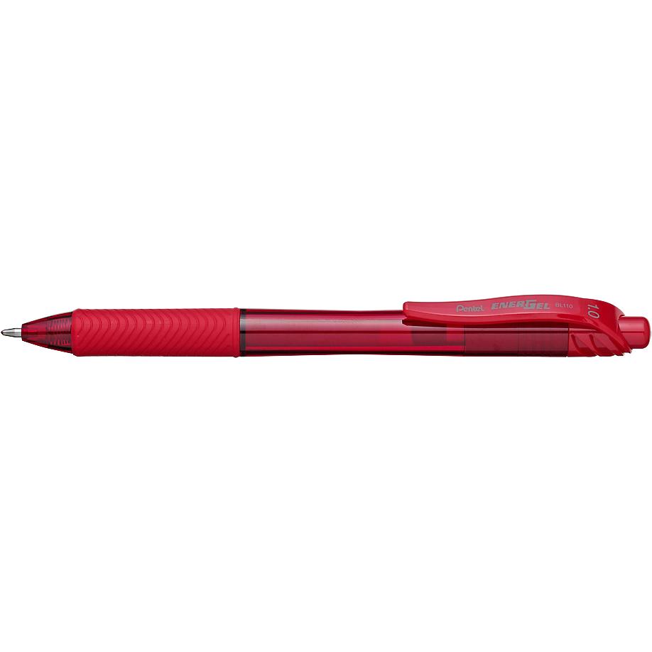 2x Pentel, Schreibstifte, Gel-Tintenroller EnerGel BL 110 mit Druckmechanik (Rot, 12 x)