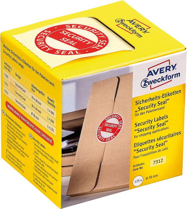 Produktbild Avery Sicherheitsetiketten Security Seal, manipulationssicher, 125 Stück, rund