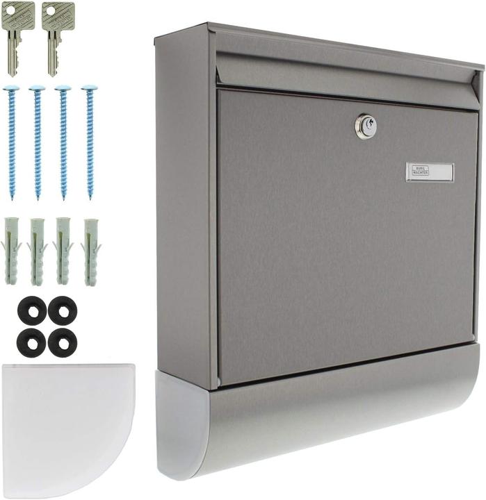 Actual product image Burg Wächter Letter box set stainless steel WxHxD 362/422/100 mm Borkum 38770 NI with flap newspaper box Ö