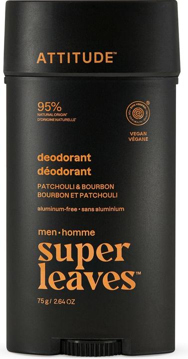 Produktbild Attitude Natürliches Herren-Deodorant Super Leaves Patchouli & Bourbon (Deodorant) 75 g (Stick, 75 g)