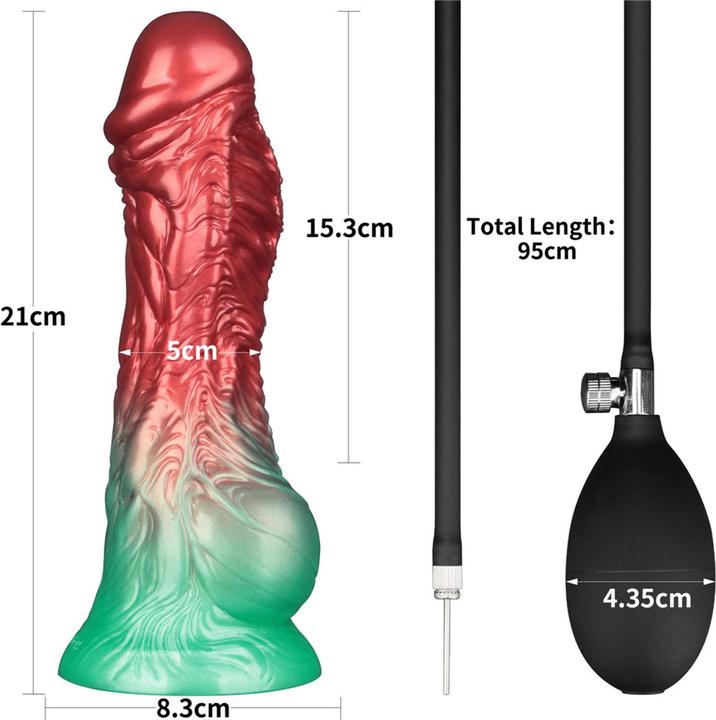 Produktbild Lovetoy Aufblasbarer Dildo mit doppelter Dichte, 8"/ 20 cm, Rot/Grün