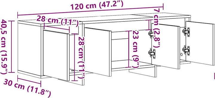 Produktbild VidaXL TV Schrank (120 x 30 x 40.5 cm)