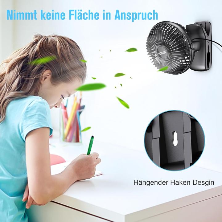 Immagine prodotto Honyin Mini-Ventilator mit Clip (40 dB)
