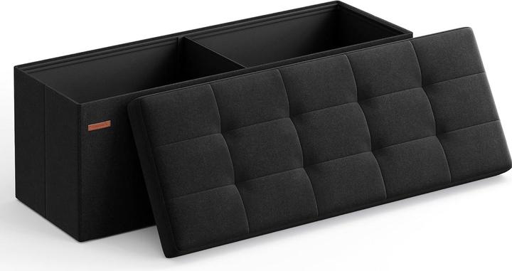 Produktbild Songmics Sitzbank Sitztruhe Stauraum Klappbar Stabil Wohnzimmer Tintenschwarz (110 cm)