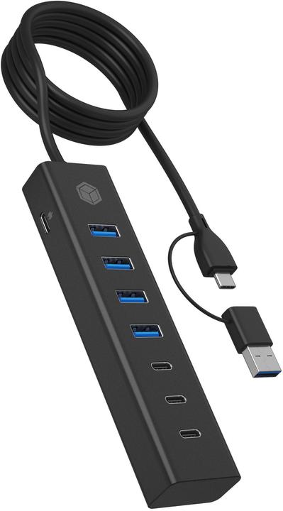 Icy Box ICY BOX Multiport Docking Station, High-Speed USB 3.2 Hub, IB-HUB1737-C3 (USB-C, 7 Ports)