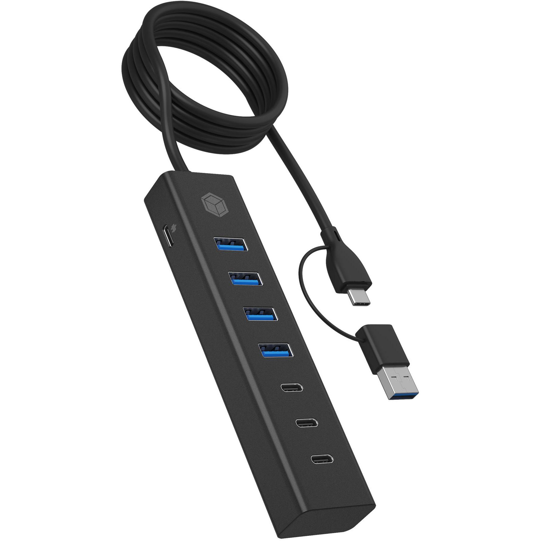 Icy Box IB-HUB1737-C3 (USB-C, 7 Ports), Dockingstation + USB Hub, Schwarz