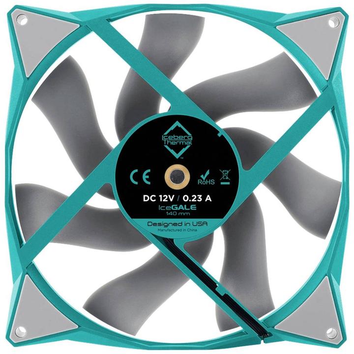 Actual product image Iceberg Thermal IceGALE computer case fan 14 cm turquoise 1 piece(s) (140 mm, 1 x)