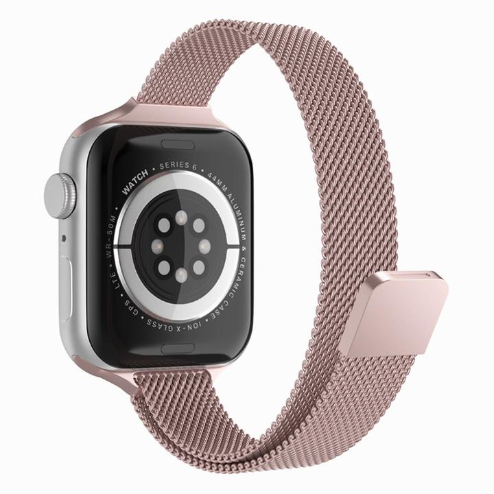 Produktbild Techsuit - Watchband (W034) - Apple Watch 1/2/3/4/5/6/7/8/9/10/SE/SE 2 (38/40/41/42mm) - Pink (Edelstahl, Magnet)
