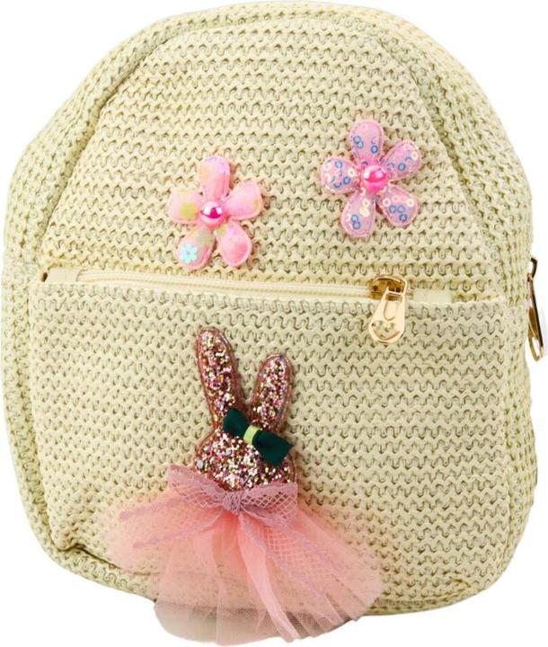 Lean Toys Kinderrucksack Besticktes Kaninchen im Kleid Blumen 2,5L 20cm