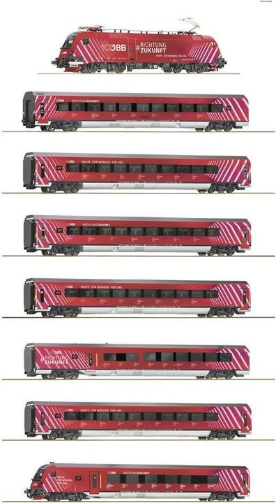 Actual product image Roco 5500002 H0 Set of 8 ÖBB Railjet 100 Years (Track H0)