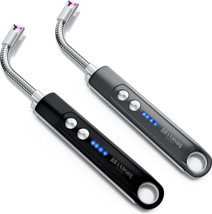 Brandson 2x Stabfeuerzeug elektrisch, Lichtbogen Feuerzeug, Kerzenanzünder, USB aufladbar, für Kerze, Gasherd