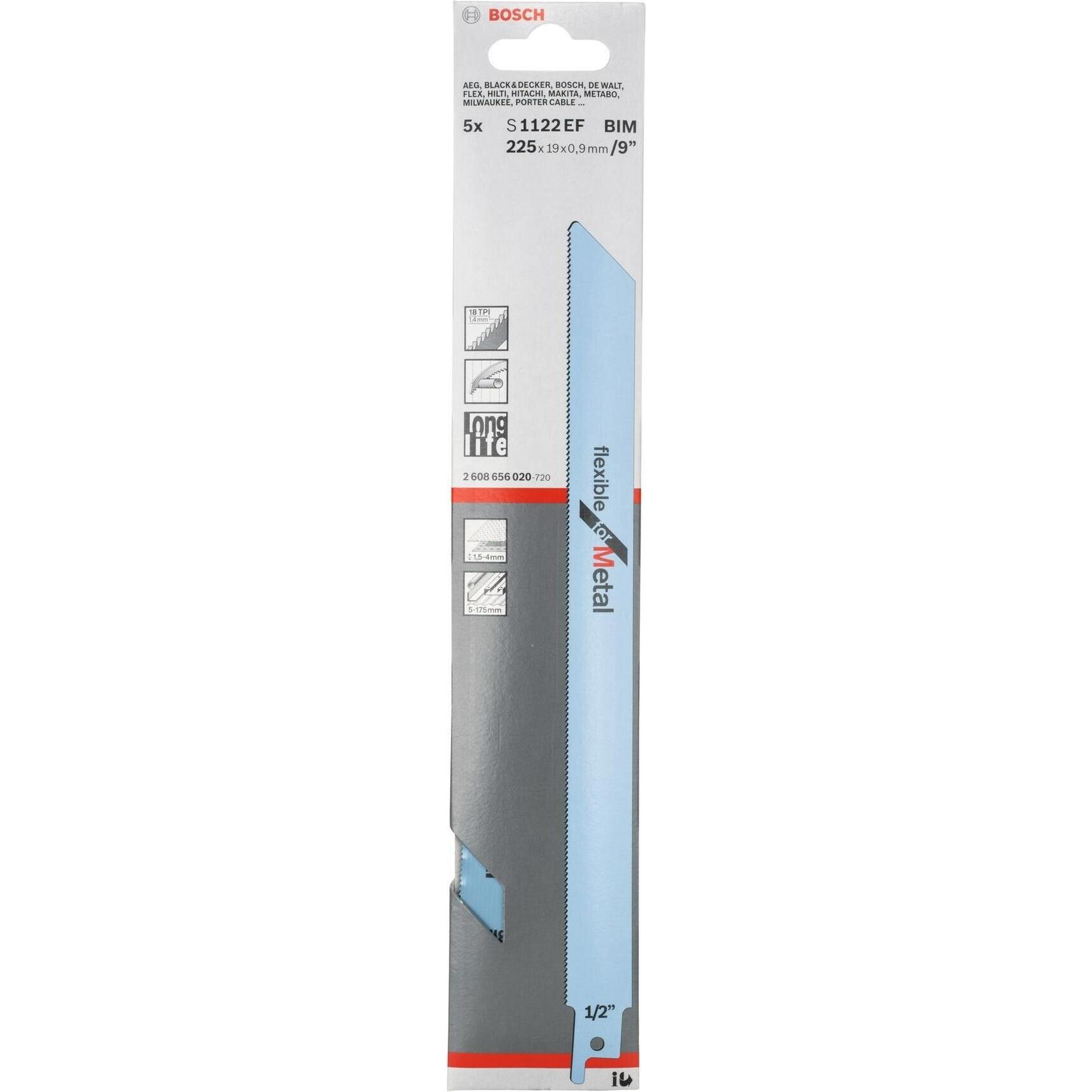 Thumbnail - Bosch Professional Zubehör, Sägeblatt, Säbelsägeblatt S 1122 EF, Flexible for Metal, 5er-Pack