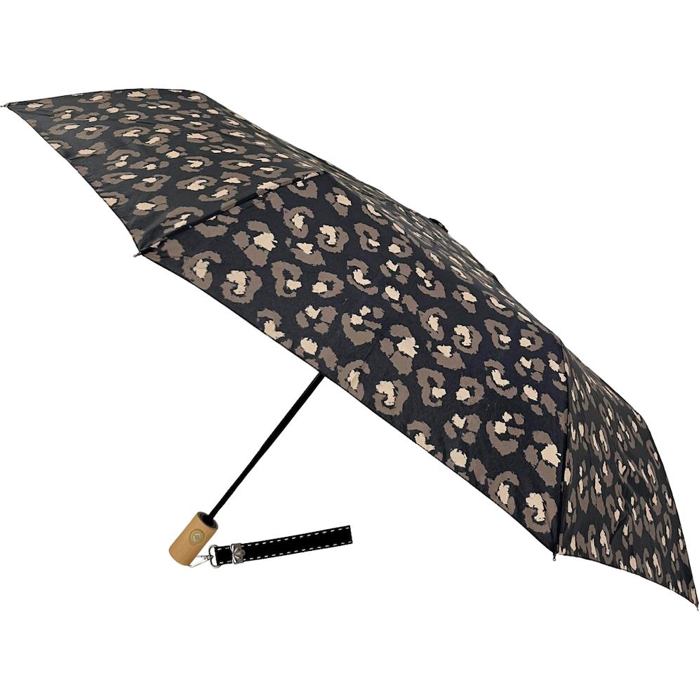 Smati, Unisex, Ombrello, LEOPARD NOIR Faltbarer Regenschirm, Automatik, Multicolore, Nero