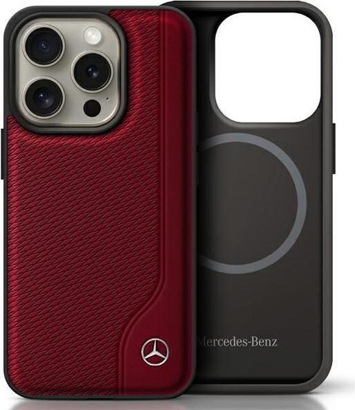 Produktbild Mercedes MEHMP16X23RBGVR iPhone 16 Pro Max 6.9" czerwony/red hardcase MB Wood Imitation Leather MagS (Apple iPhone 16 Pro Max)