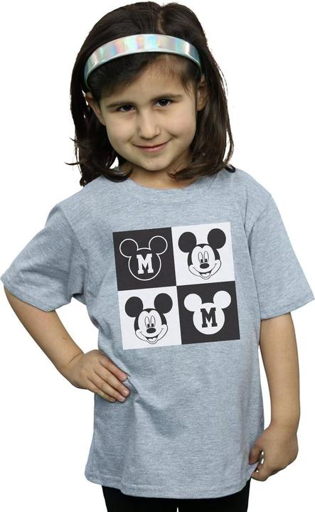 Actual product image Disney Girls Mickey Mouse Smiling Squares Cotton T-Shirt (152, 158)