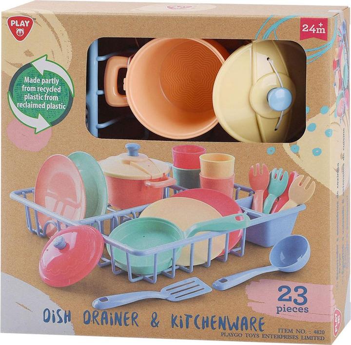 Productafbeelding Play Wasrek met keukenaccessoires, 23 stuks