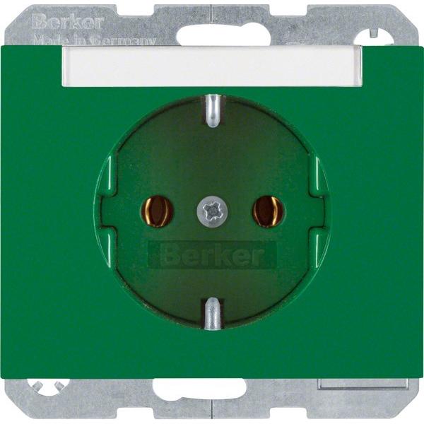 Berker, Steckdose, Steckdose SCHUKO mit Beschriftungsfeld K.1/K.5 grün, glänzend