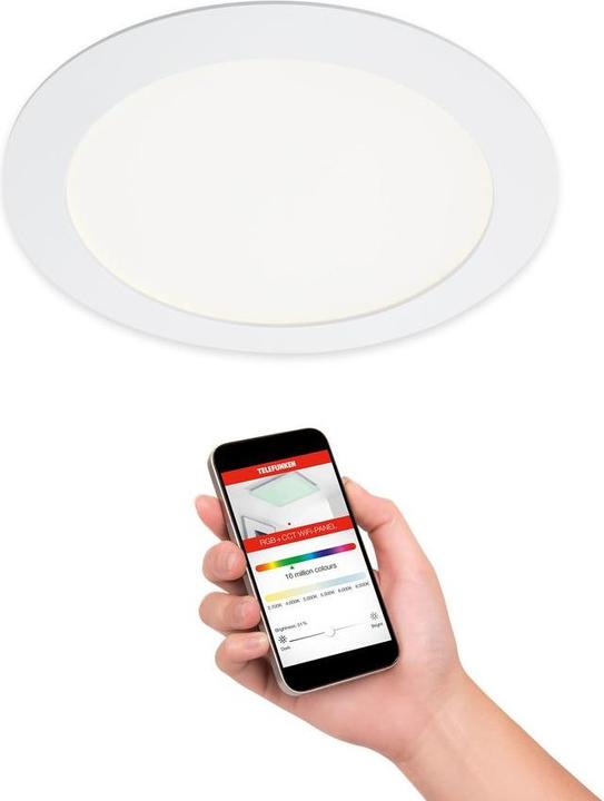 Actual product image Telefunken LED recessed light dimmable IP23 WiFi RGBW 12W 1200 lm warm white - daylight white round white (1200 lm)