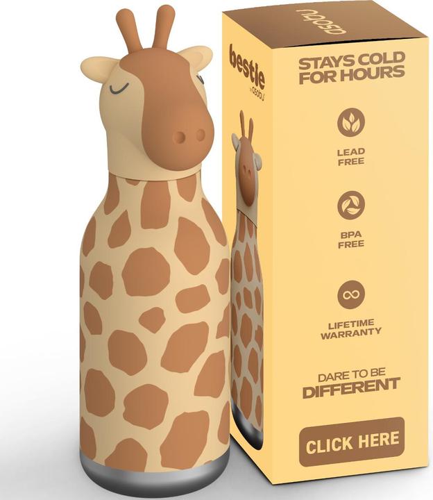 Produktbild Asobu Bestie Giraffe - Thermosflasche mit Strohhalm, 460 ml (0.46 l)