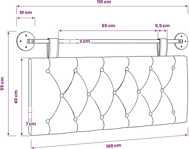 Actual product image vidaXL Modernes Kopfteil (110 x 55 x 7 cm)