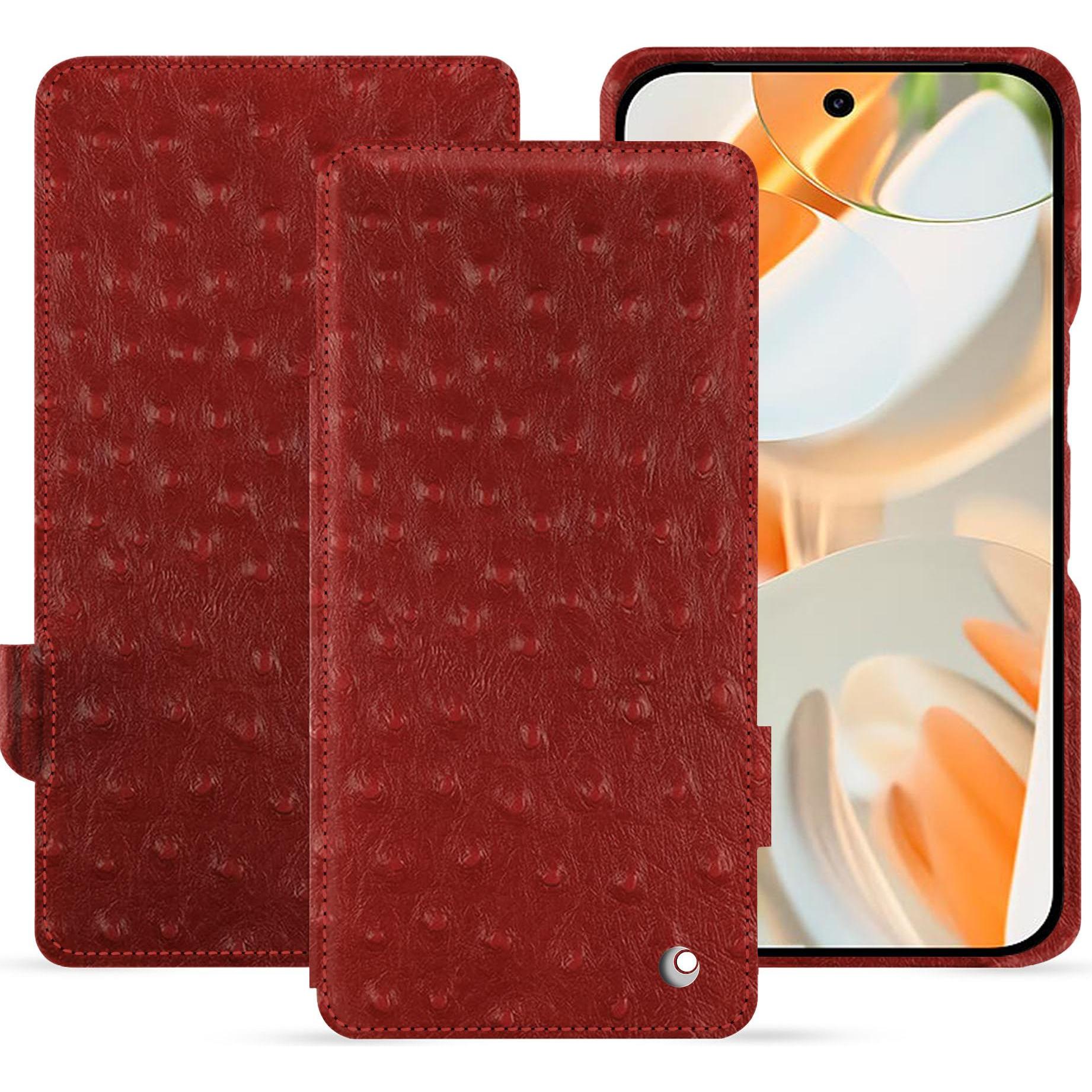 Noreve Lederschutzhülle horizontal (Google Pixel 9 Pro), Smartphone Hülle, Rot