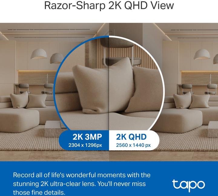 Produktbild TP-Link Tapo C220 4MP 360°-WLAN-Kamera MicroSD (2560 x 1440 Pixels)