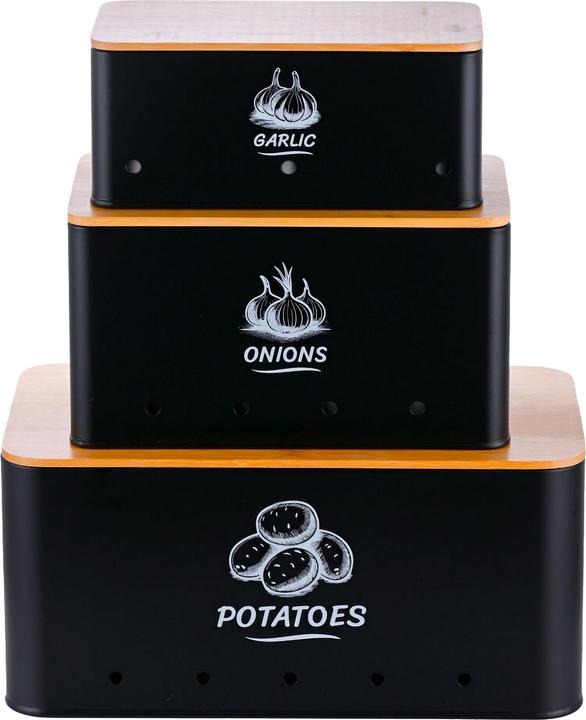 Actual product image Relaxdays Aufbewahrungsbox 3er Set Bambusdeckel