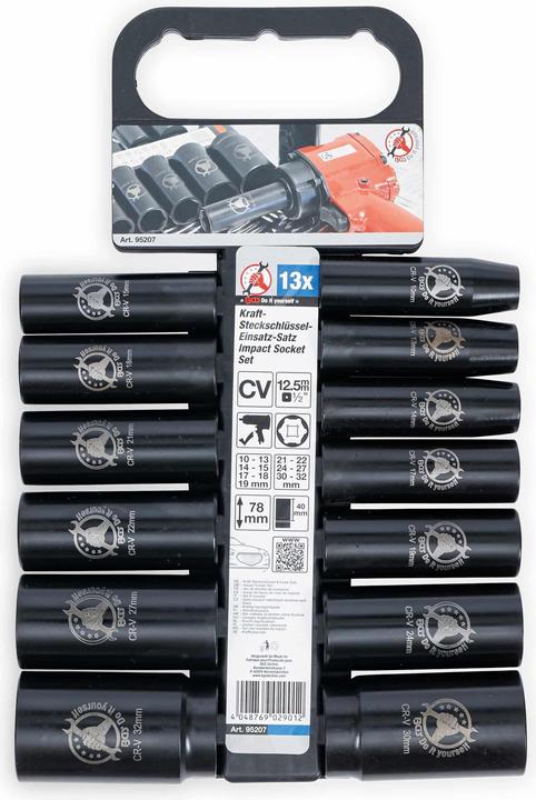BGS Kraft-Steckschlüssel-Einsatz-Satz Antrieb 12,5 mm (1/2") SW 10 - 32 mm 13-tlg. (1/2")