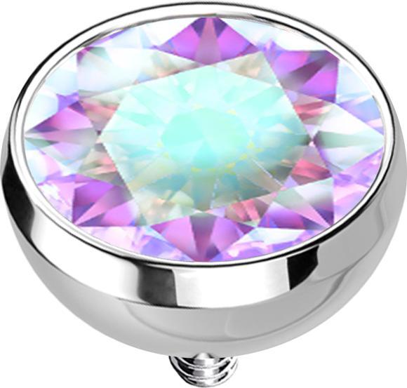 Image du produit Star Piercing Dermal Anchor demi-sphère argentée avec cristal multicolore (sans laiton, Acier chirurgical 316L)