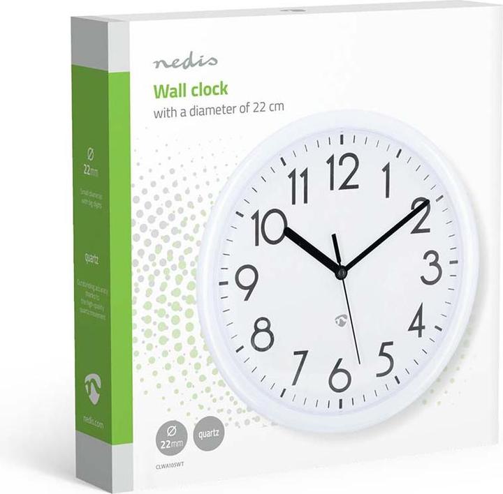 Actual product image Nedis Wall clock - Diameter: 220 mm - Plastic - White (22 cm)